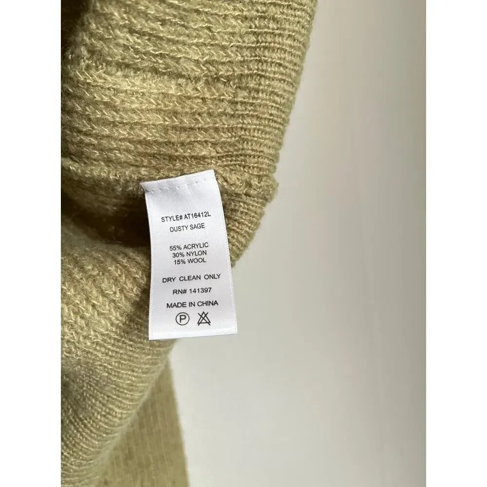 ASTR The Label‎ Dia Pointelle Sweater Medium Dusty Sage Green Quiet Luxury